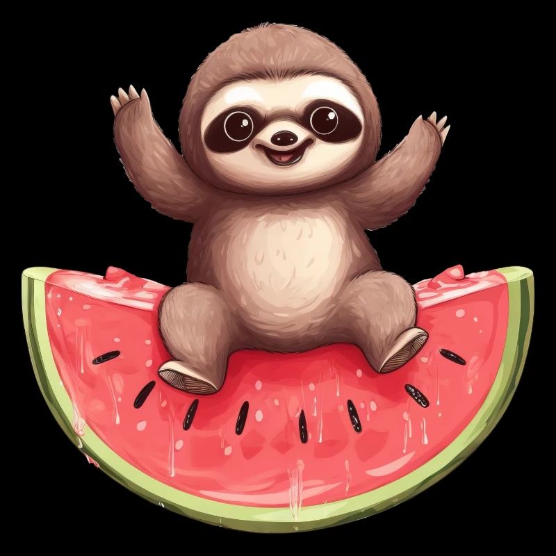 Faultier mit Wassermelone - Süßes Sommer Design