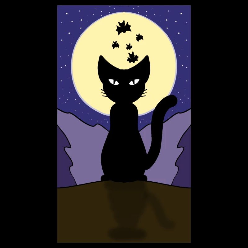 chat Halloween clair de lune