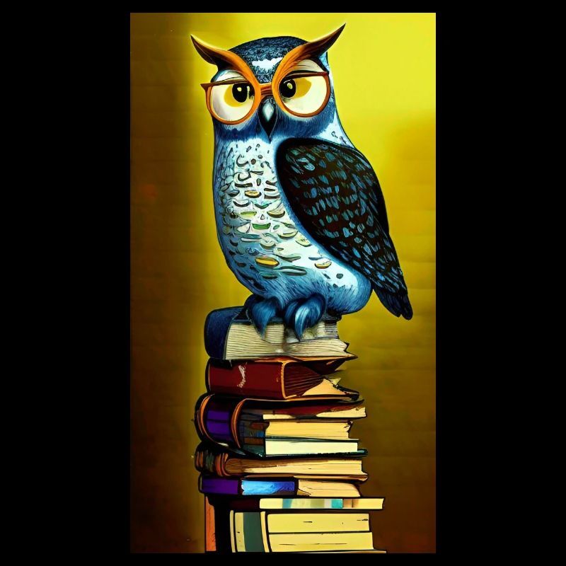 Comic Cartoon Creepy Bookworm Book Stack