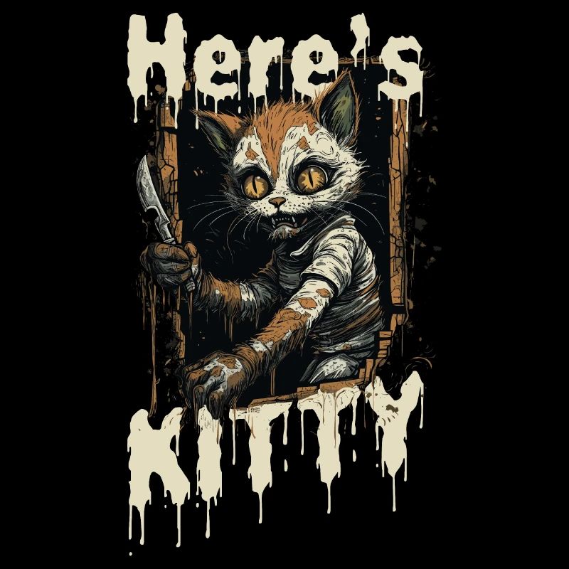 Zombie Katze Halloween Horror Monster Here's Kitty
