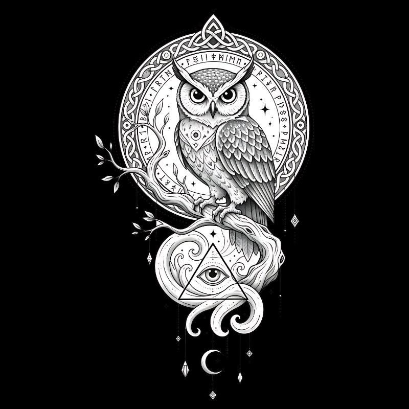 Mandala du Oiseau de Nuit avec le Symbole du Triangle