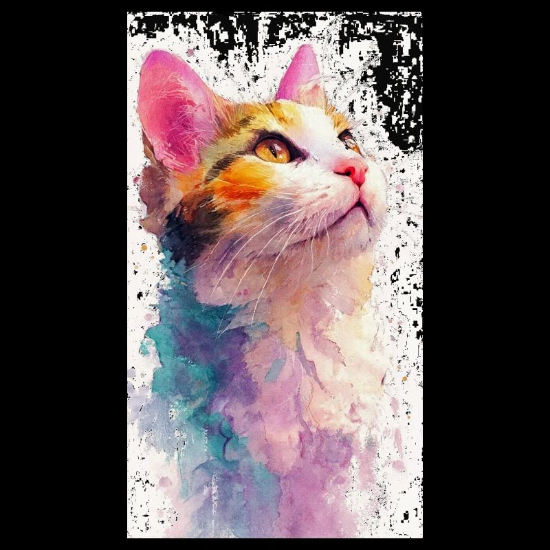 Chat aquarelle « Hope » – Chat aquarelle coloré