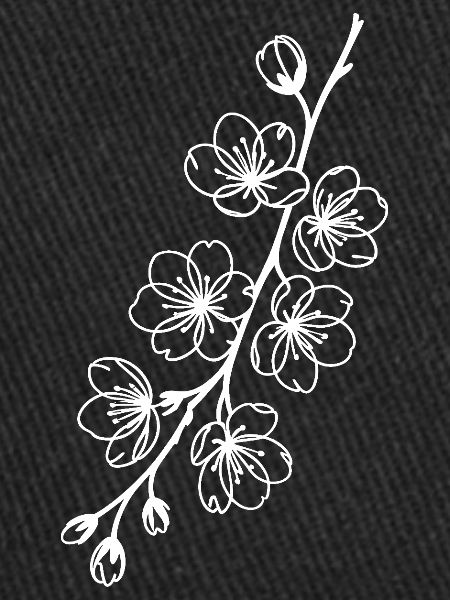 Sakura Line Art on Black