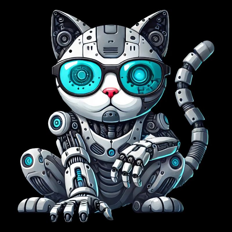 Coole Katzen Cyborg Mech Comic Illustration