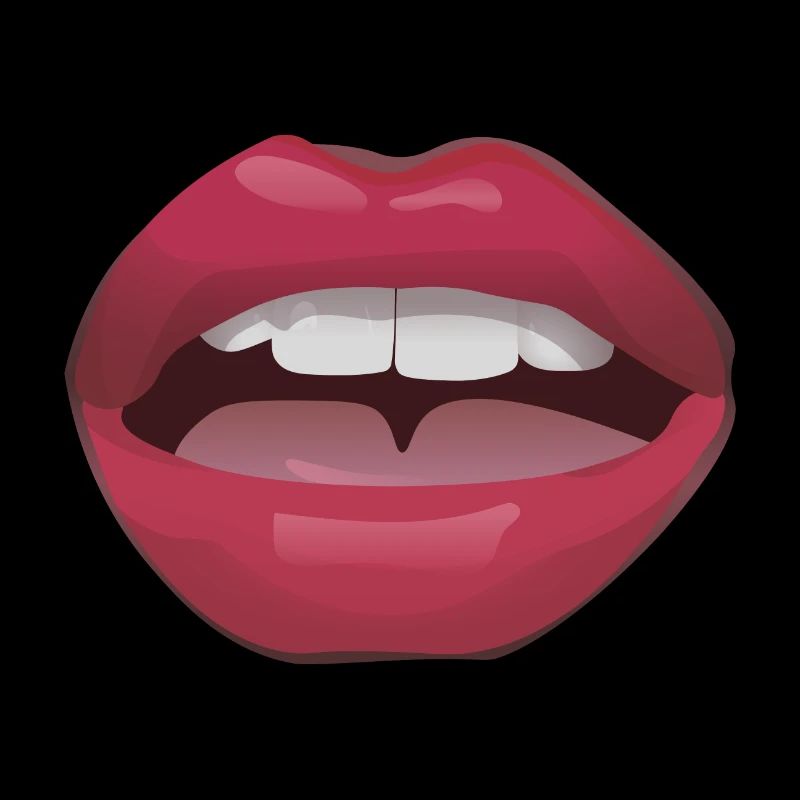 Red lips with teeth