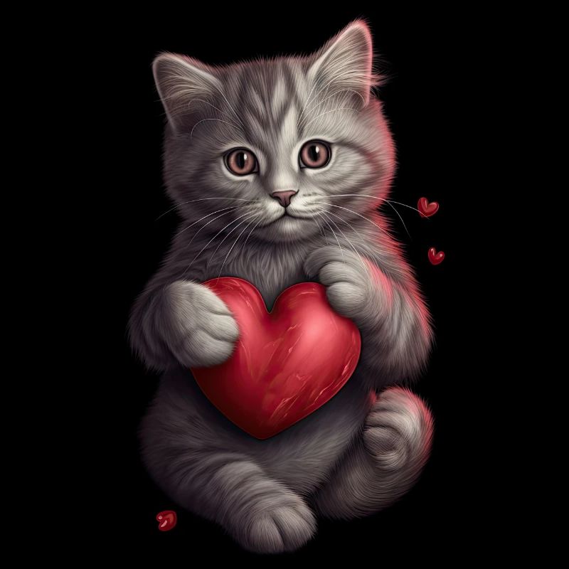 Chat mignon avec cœur pour les amoureux des chats aiment bébé