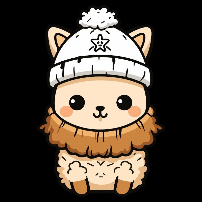 Alpaka Winter Lama Comic Niedlich