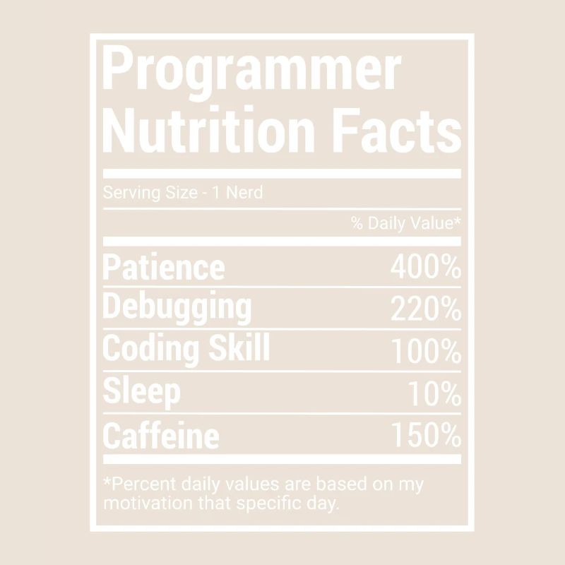 Programmer Nutrition Facts for programmers