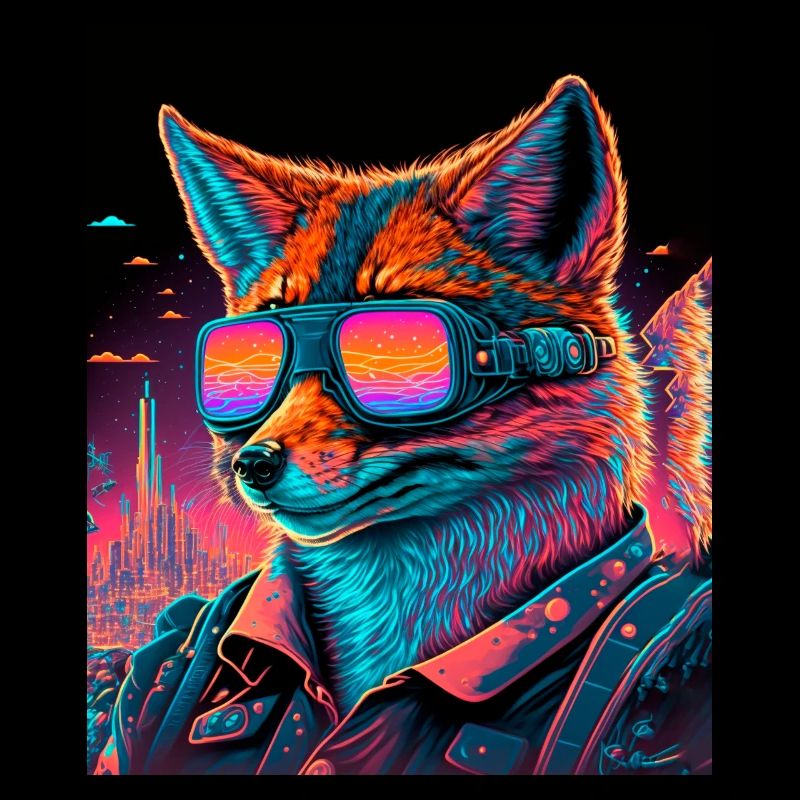 Rétro Futuriste Synthwave Fox