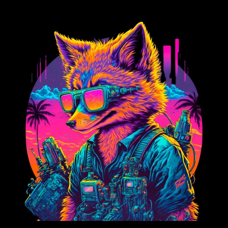 Rétro Futuriste Synthwave Fox