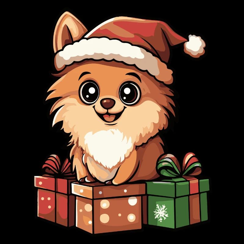 Chiens de Poméranie Cadeaux de bande dessinée de Noël