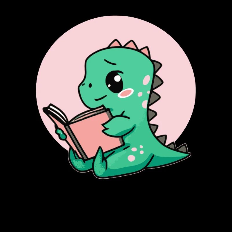 Cute Book Reading Dinosaur