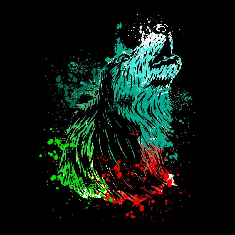 Splash Art Heulender Wolf