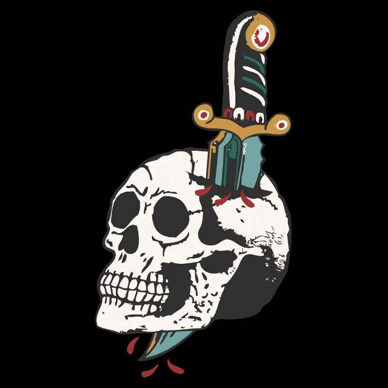 dague transperce crane tete de mort old school