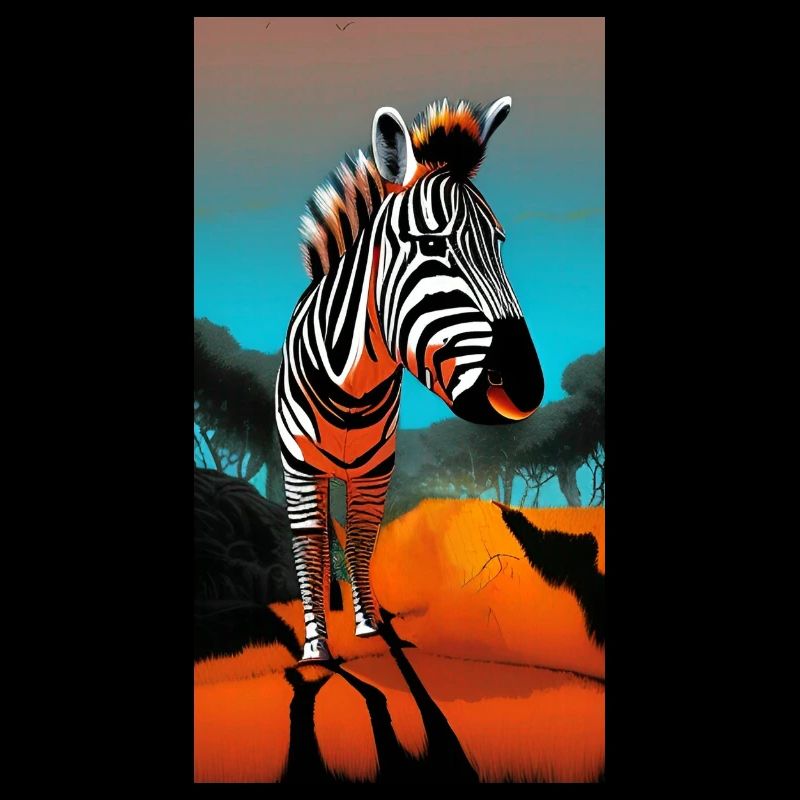 Dessin comique zèbre (Hippotigris) au coucher du soleil