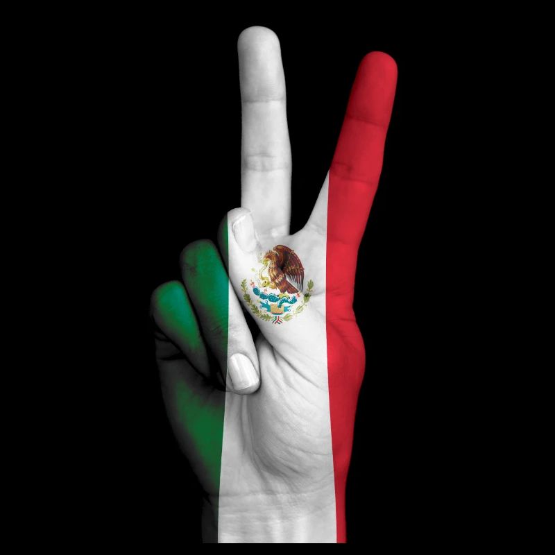 Drapeau Mexicain signe victoire. Mexique
