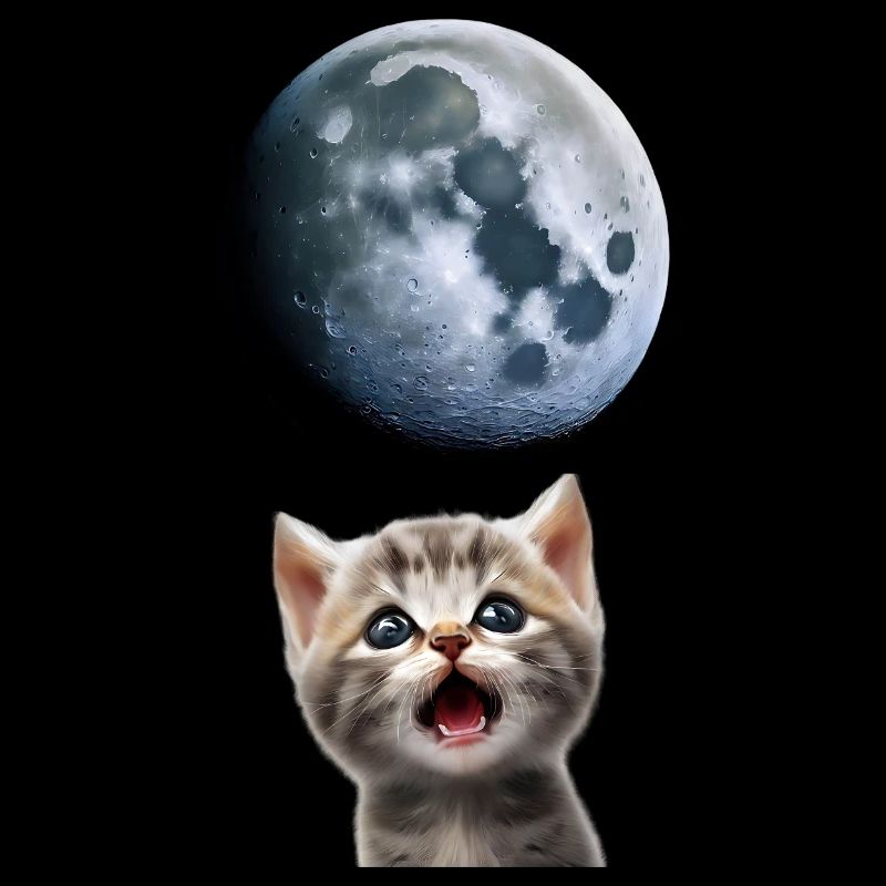 Chat miaulant vers la lune