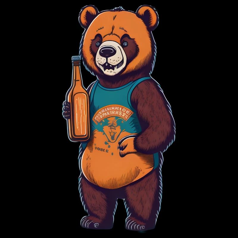 Bär mit Bierflasche Saufen Trinken Bier
