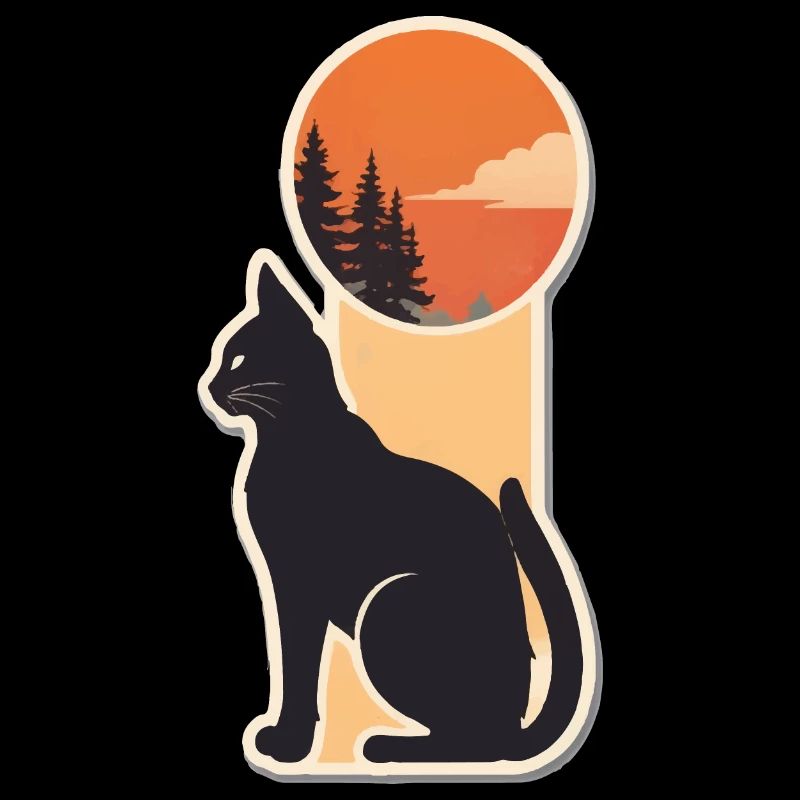 Chat mignon Vintage coucher de soleil