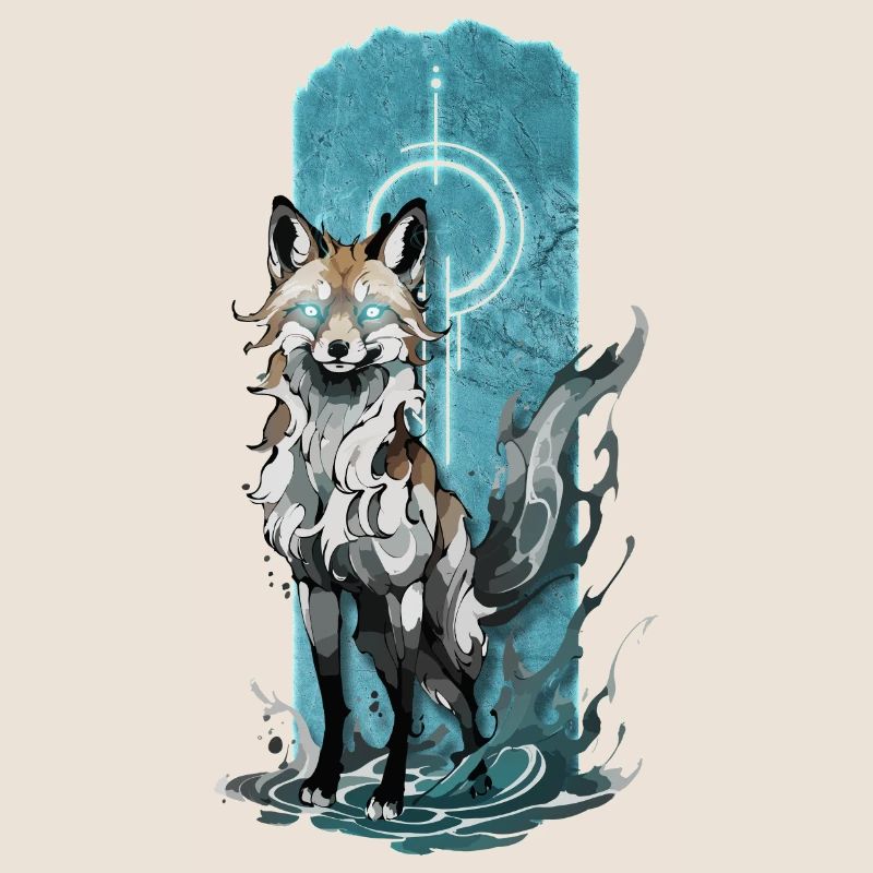 Ätherischer Fuchsgeist: Mystischer blauer Flammenfuchs