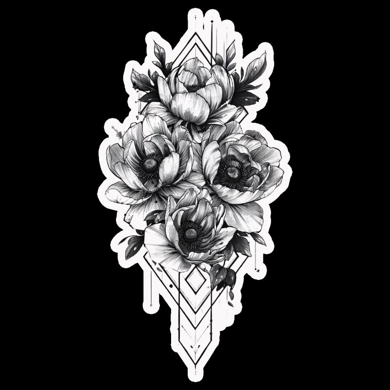 Mélange de tatouage tribal et de fleurs
