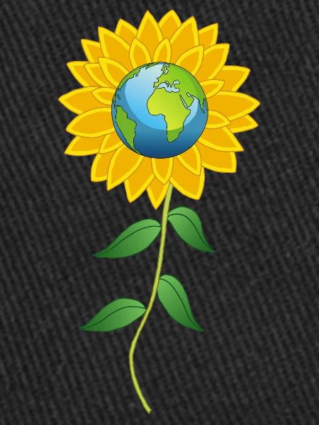 Planet Earth and sunflower