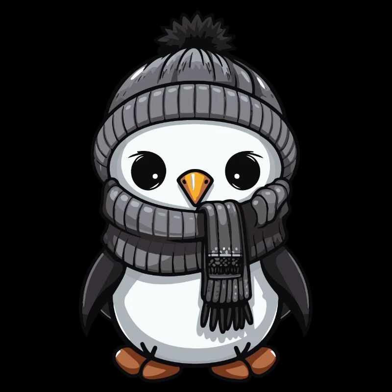 Pingouin Hiver Bande Dessinée Mignon