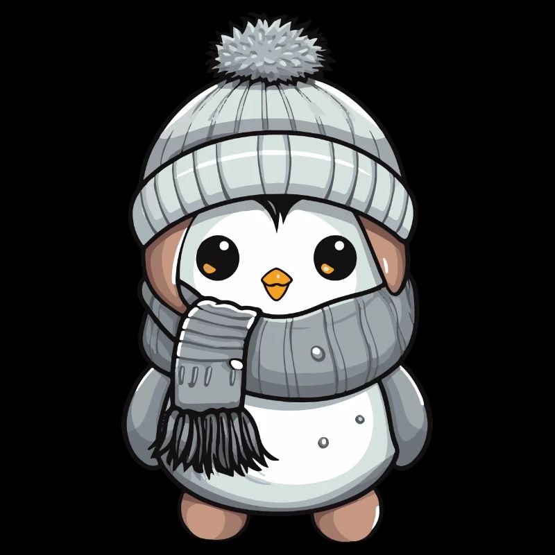 Pingouin Hiver Animal Mignon Bande Dessinée