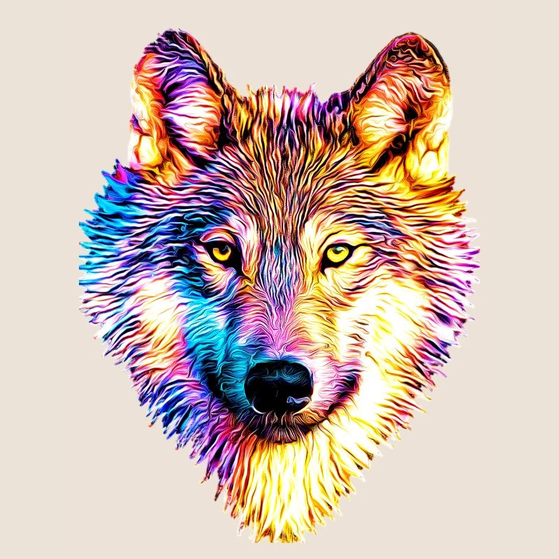 Wolf in Regenbogenflammen