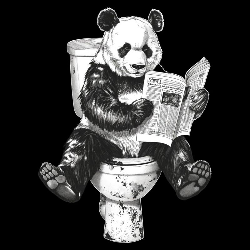 Panda sur les toilettes