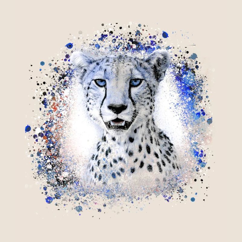 leopard, cat, wildcat, graffiti, painting,blue