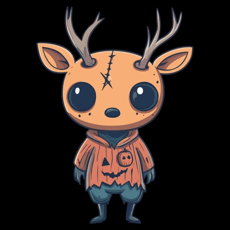 Cerf Halloween Bande dessinée drôle