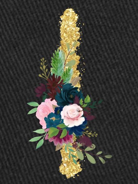 Lettre i gold floral