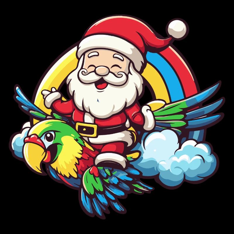 Perroquet Père Noël Arc-en-ciel