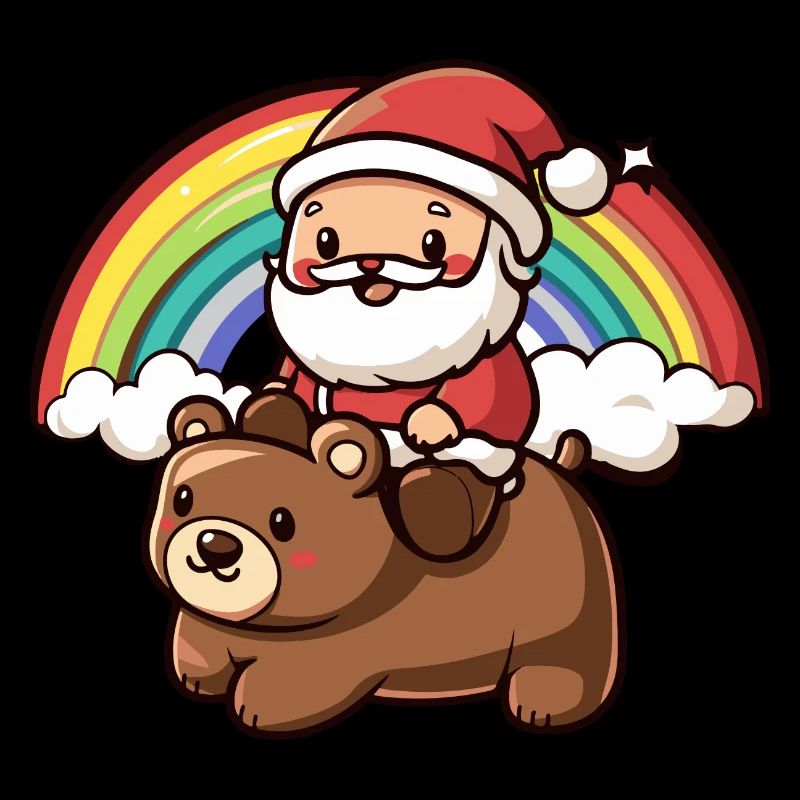 Bear Santa Claus Rainbow