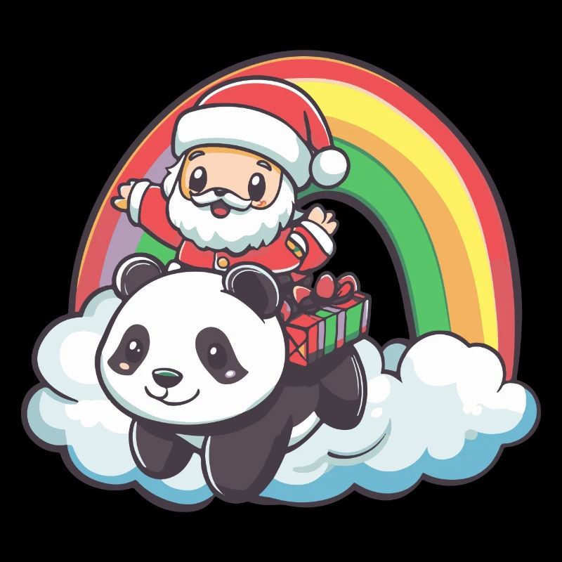 Panda Père Noël Arc-en-ciel