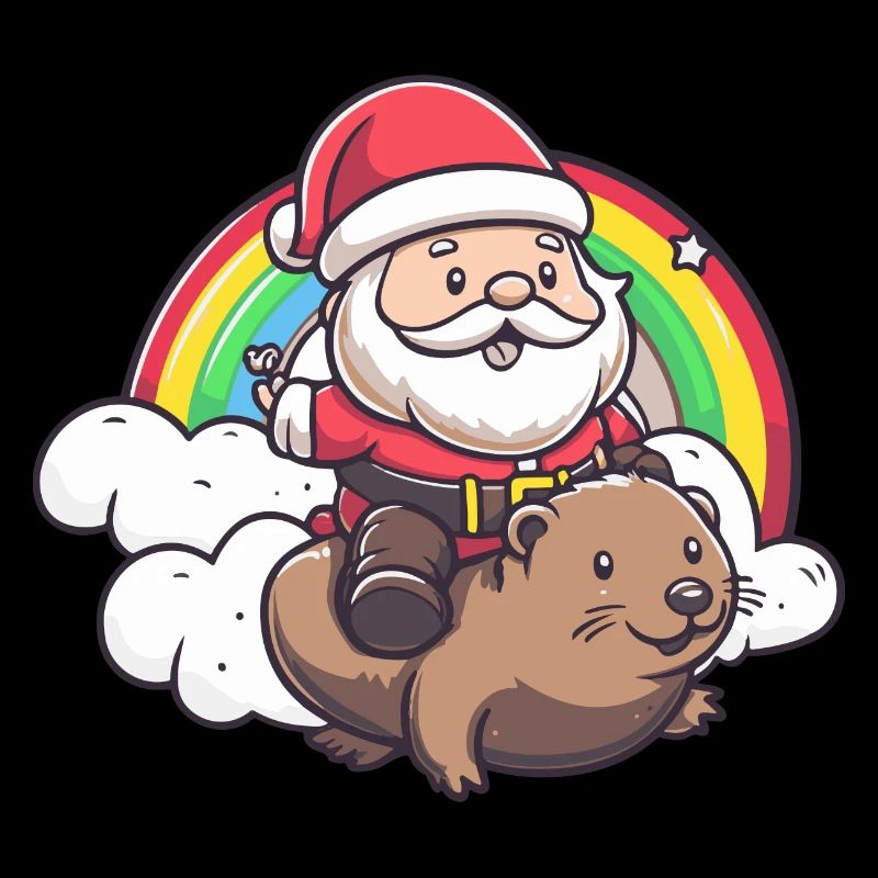 Biber Weihnachtsmann Regenbogen
