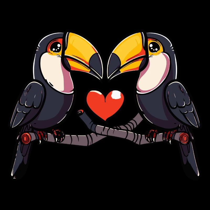 Toucan oiseau couple e Saint-Valentin