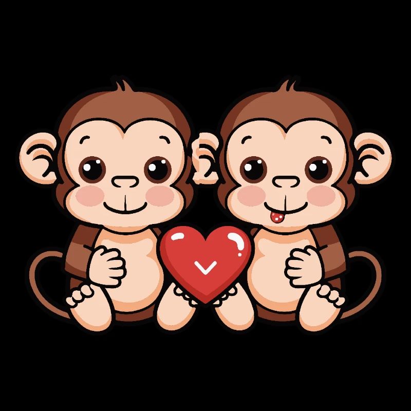 Monkey Couple Valentine's Day