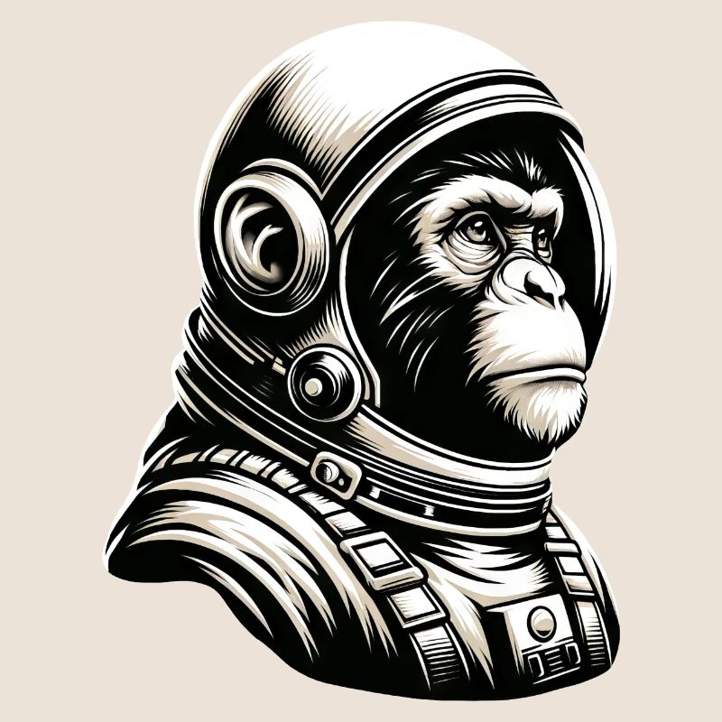 Nachdenklicher Affen-Astronaut Kosmos