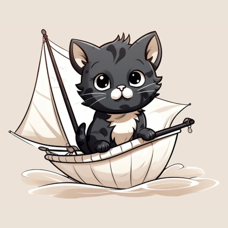 Chat mignon sur un dériveur