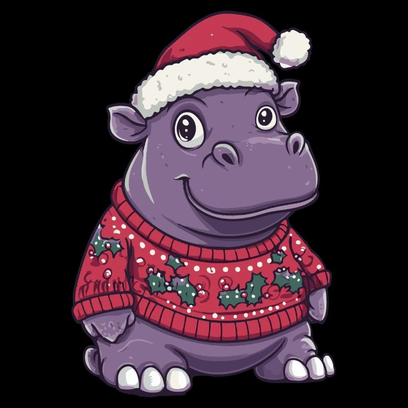 Nilpferd Weihnachten Comic