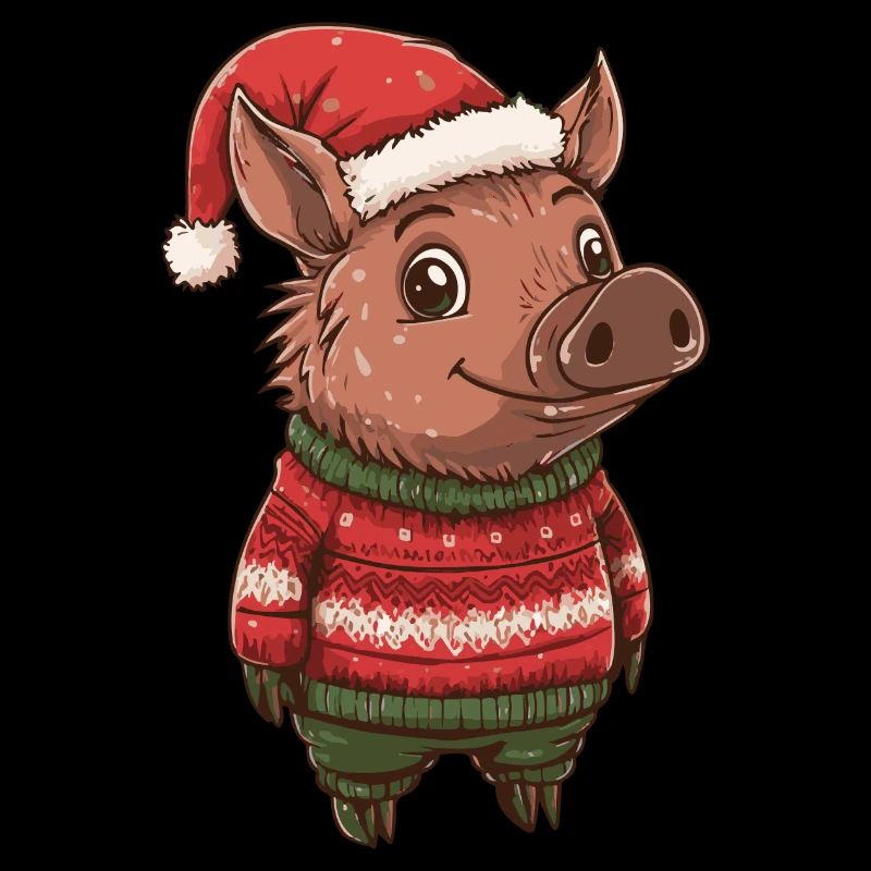 Cochon Noël Comique Sanglier
