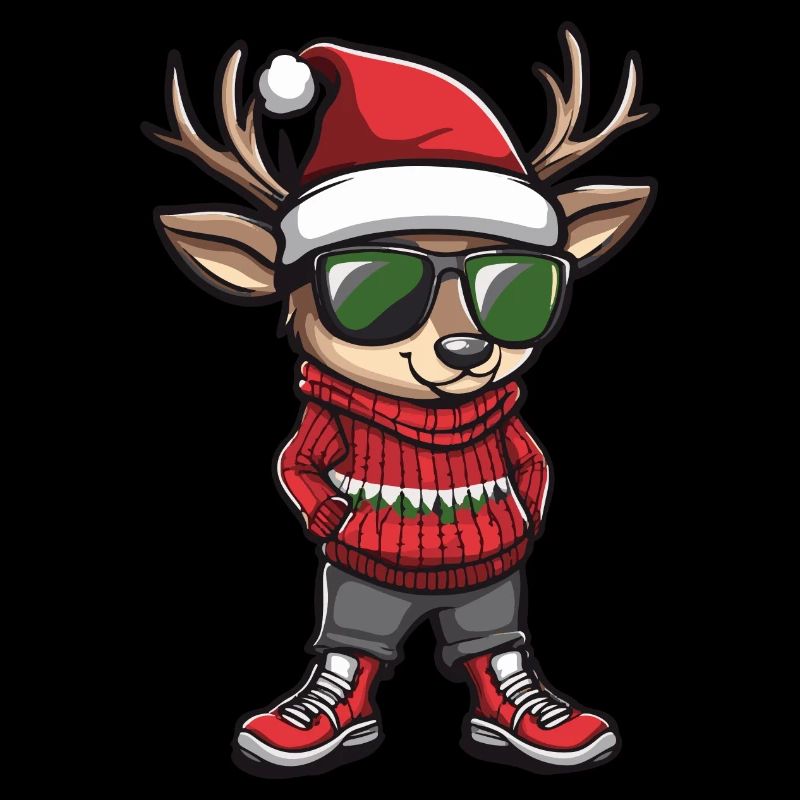 Hirsch Weihnachten Comic Cool