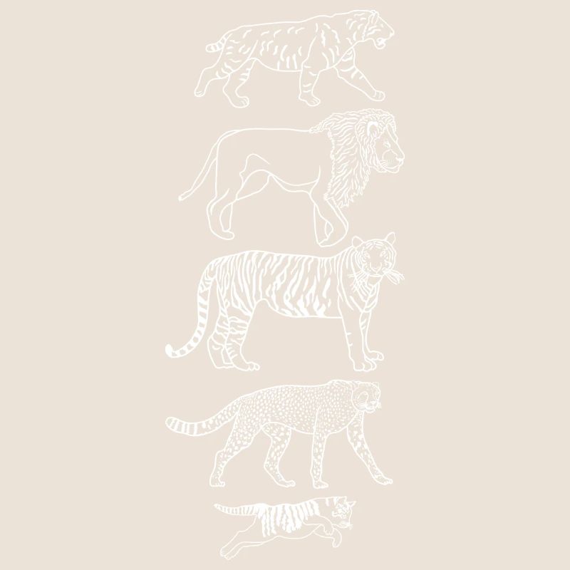 Evolution Katze Tiger Gepard Löwe Senkrecht weiß