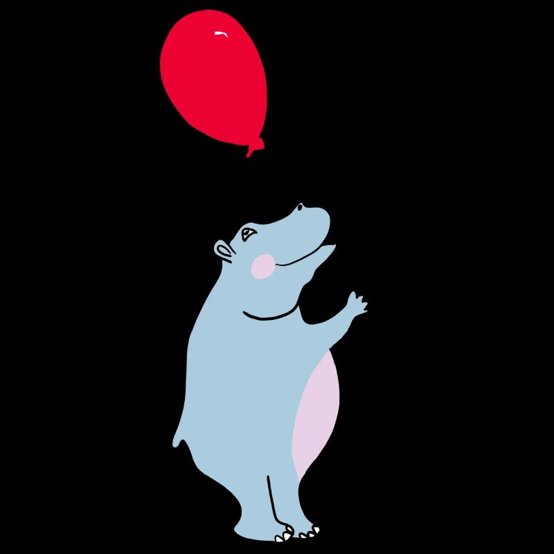 Blauer Hippo mit Ballon