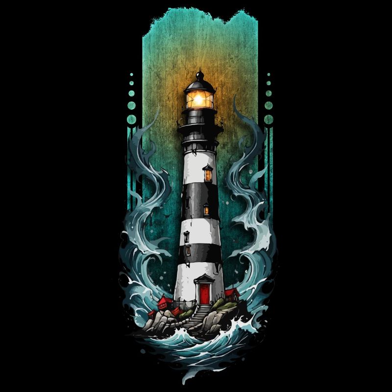 Guiding Light : Phare au milieu des vagues de la mer