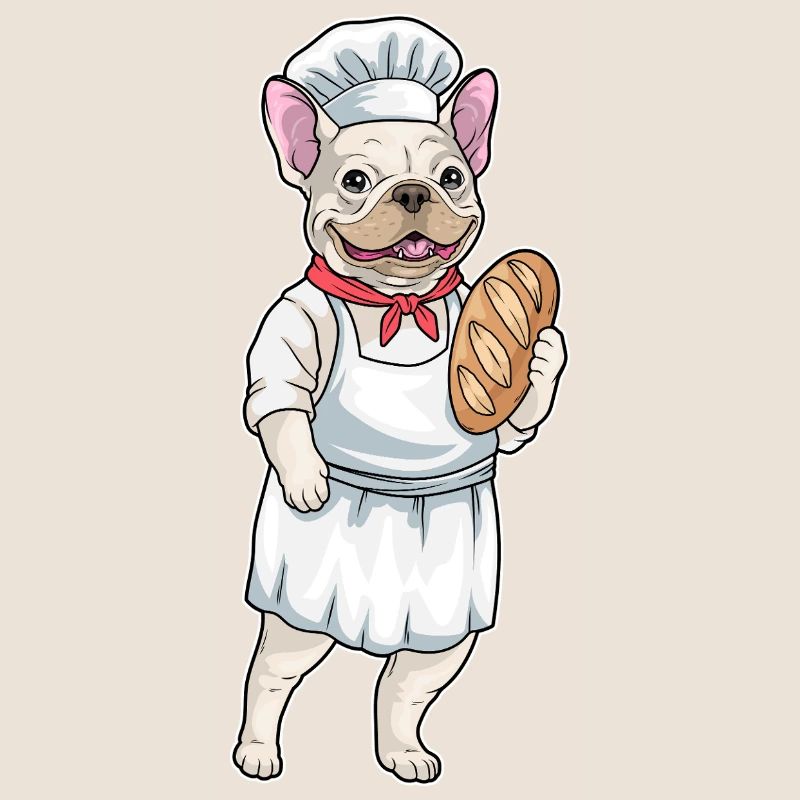 Französische Bulldogge Bäcker Brot