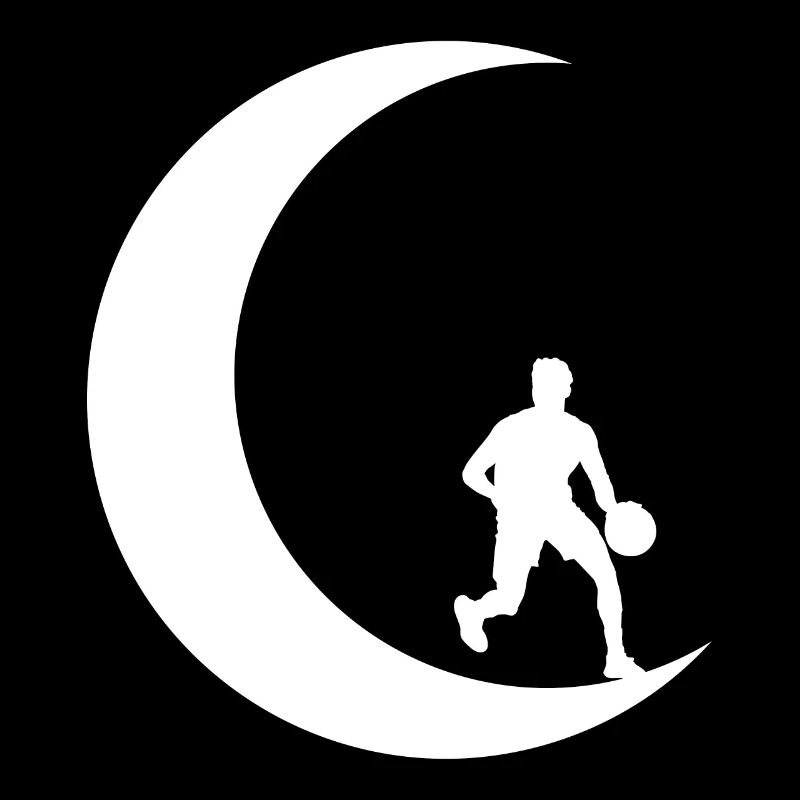 Crescent Moon - Basketball Playing Man -
