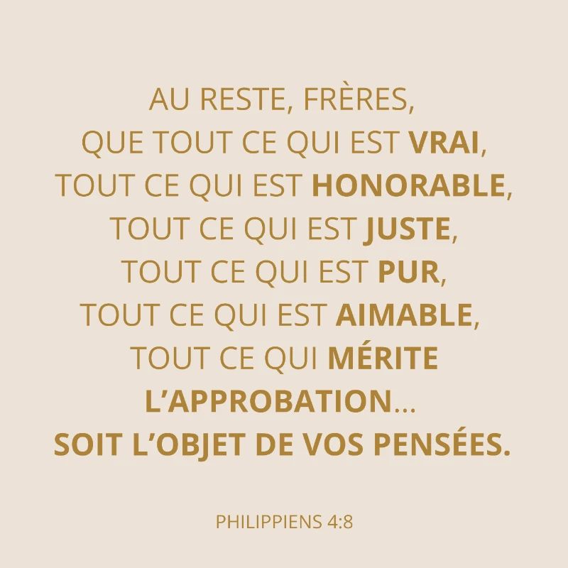 PHILIPPIENS 4:8 - VERSET DE LA BIBLE - Couleur or